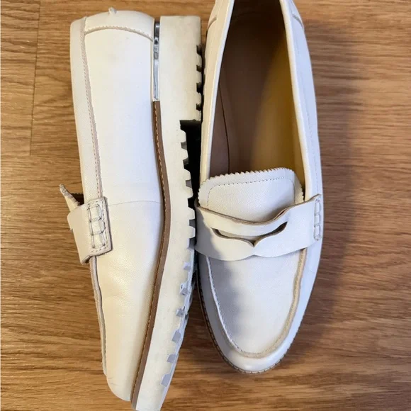 Franco Sarto White Leather Loafers - Picture 2 of 4